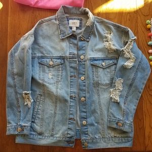 Distressed jean jacket